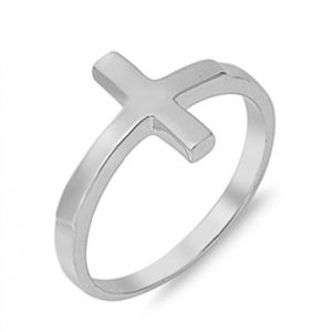 anillo cruz plata